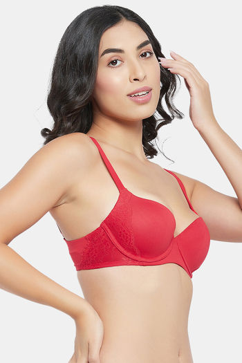 Buy Clovia Padded Wired Medium Coverage T-Shirt Bra - Red at Rs.659 online