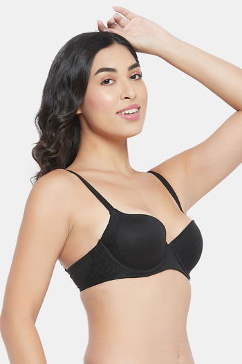 Clovia Padded Wired Medium Coverage Push Up Bra - Black