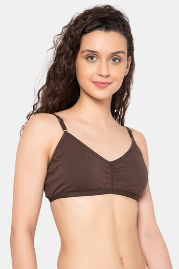 Buy Clovia Padded Non-Wired Full Coverage T-Shirt Bra - Brown at