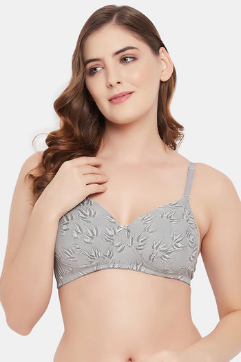 Buy Padded Non-Wired Full Cup Printed Print T-shirt Bra in Slate