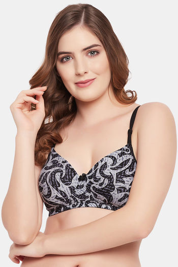 Buy Padded Non-Wired Full Cup Bra in Light Grey - Lace Online