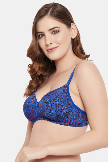 Buy Clovia Padded Non-Wired Full Coverage T-Shirt Bra - Blue at Rs.588  online