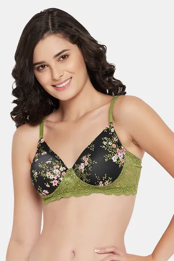 Buy Clovia Padded Non Wired Full Coverage T-Shirt Bra - Black at Rs.899  online