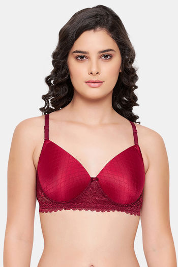 Buy Clovia Padded Non Wired Full Coverage T-Shirt Bra - Maroon at Rs.588  online