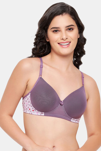 Buy Padded Non-Wired Full Cup Zebra Print T-shirt Bra in Purple Online  India, Best Prices, COD - Clovia - BR1737E12