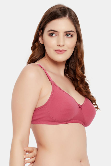 Buy Clovia Cotton Rich Non-Padded Non-Wired T-Shirt Bra & High Waist  Hipster Panty - Pink online