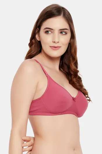 Buy Clovia Pink Solid Cotton & lace Single T-shirt bra Online at
