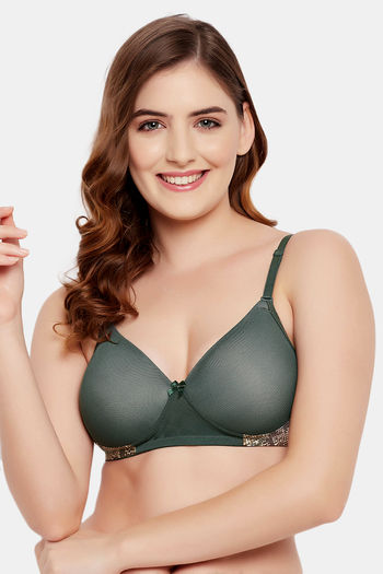 Buy Clovia Padded Non-Wired Full Coverage T-Shirt Bra - Green at Rs.588  online