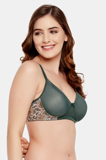 Buy CLOVIA Green Womens Lace Non-Padded Non-Wired Bralette with Bikini  Panty