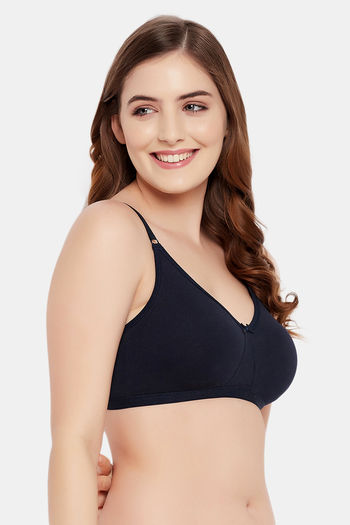 Buy Clovia Double Layered Non-Wired Full Coverage T-Shirt Bra - Blue
