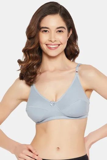 Buy Clovia Double Layered Non-Wired Full Coverage T-Shirt Bra - Blue at  Rs.599 online