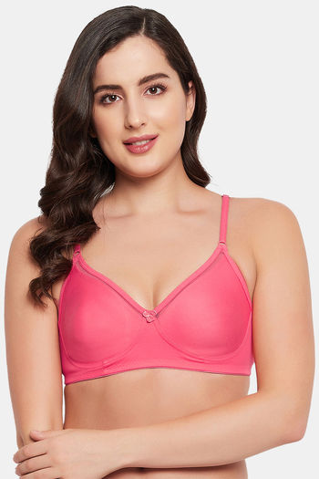 Buy CLOVIA Pink Non-Wired Adjustable Strap Non-Padded Women's T-Shirt Bra