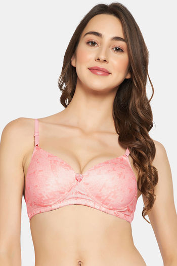 Buy Clovia Padded Non-Wired Full Coverage T-Shirt Bra - Pink at Rs.588  online