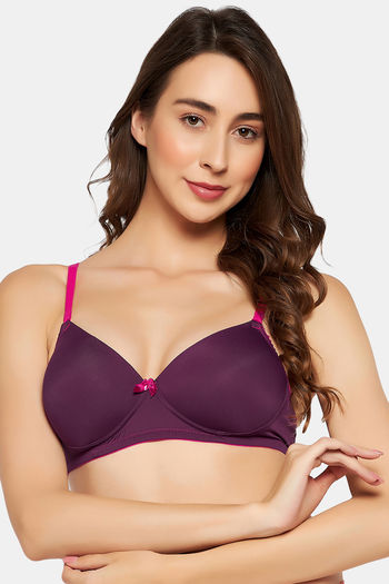 Buy online Solid Red Cotton T-shirt Bra from lingerie for Women by Clovia  for ₹300 at 40% off