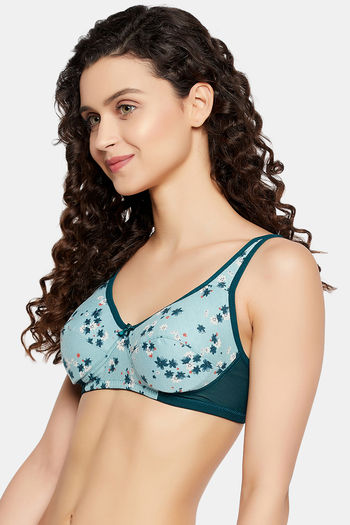 Buy Clovia Double Layered Non-Wired Full Coverage T-Shirt Bra - Green at Rs.353  online