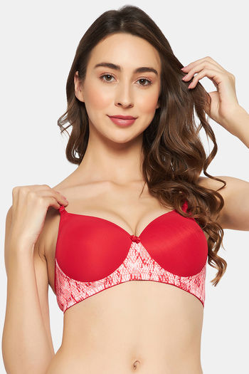 Buy Clovia Padded Non-Wired Full Coverage T-Shirt Bra - Red at Rs.588  online