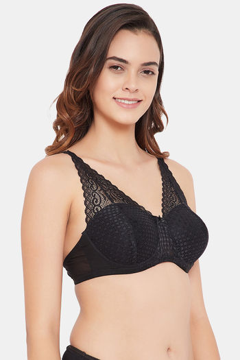 Buy Clovia Padded Wired Full Coverage Lace Bra - Black at Rs.1299