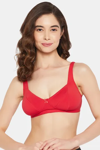 Buy Clovia Red Solid Lace Single Bra Bralette & Bikini Panty Set