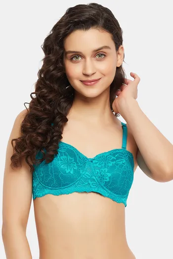 Buy Clovia Padded Non-Wired Medium Coverage Super Support Bra - Turquoise  Blue at Rs.588 online