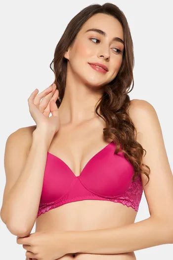 Buy Clovia Padded Non-Wired Full Coverage T-Shirt Bra - Pink at Rs.588  online