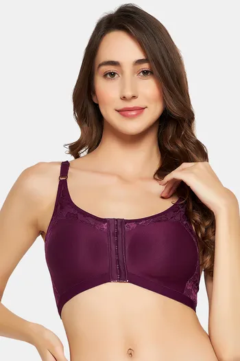 Buy Clovia Padded Non-Wired Full Coverage Lace Bra - Purple at Rs
