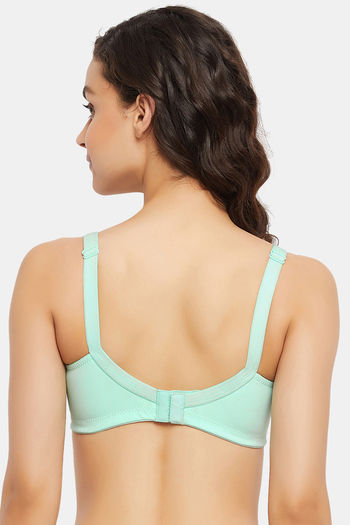 Clovia Double Layered Non-Wired Full Coverage Push-Up Bra - Green