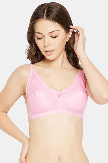 Buy Clovia Lace Lightly Padded Full Cup Wire Free Bralette Bra - Pink online