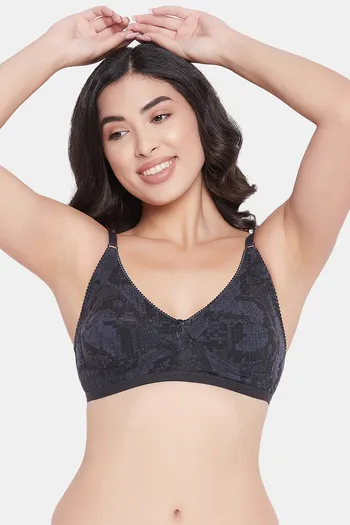 Buy Non-Padded Non-Wired Demi Cup Bra in Navy - Cotton Rich Online
