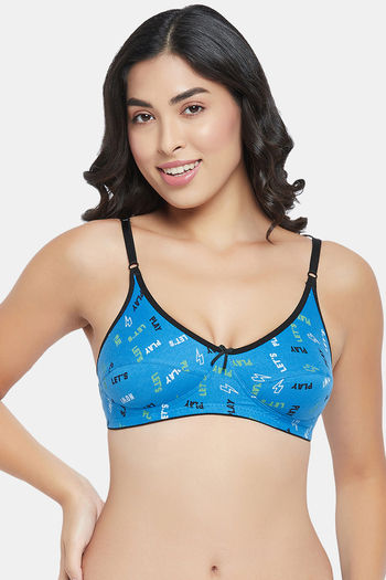 Buy Clovia Lightly Padded Non Wired Full Coverage T-Shirt Bra - Blue at  Rs.400 online
