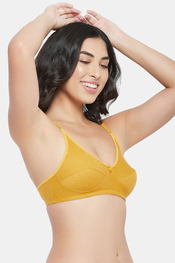 Buy Non-Padded Non-Wired Full Coverage Bra in Mustard Yellow- Lace