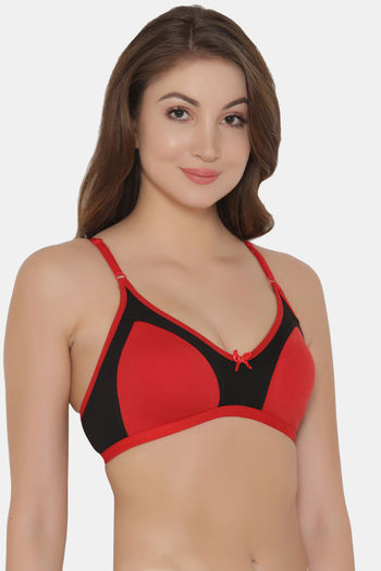 Buy Clovia Single Layered Non Wired Full Coverage T-Shirt Bra - Red at Rs.359  online