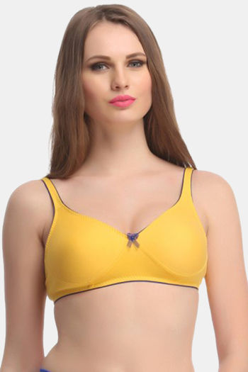 Buy Clovia Single Layered Non Wired Medium Coverage T-Shirt Bra - Yellow