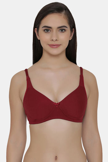 Buy Clovia Double Layered Non Wired Full Coverage T-Shirt Bra - Maroon at  Rs.311 online
