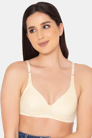 WOMEN'S SOLID FULL COVERAGE MOULDED SEAMLESS BRA WITH DOUBLE LAYERED FABRIC  ON CUP