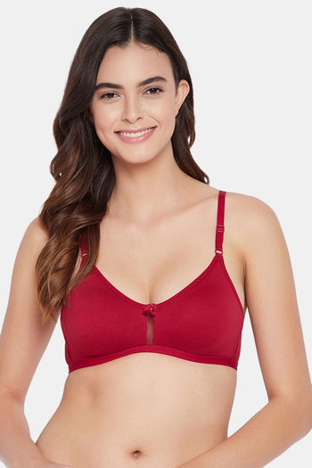 Buy Clovia Single Layered Non Wired Full Coverage T-Shirt Bra - Maroon at  Rs.329 online