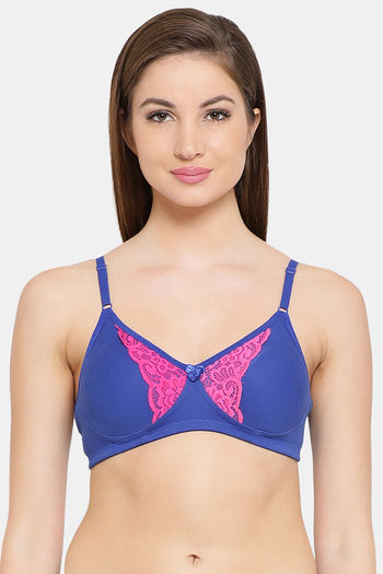 Buy Non-Padded Non-Wired Full Cup Bra in Blue - Cotton Rich Online