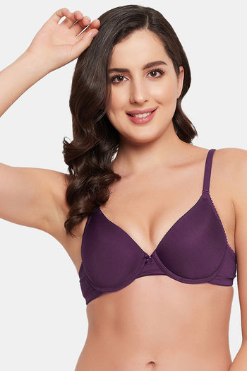 Buy Clovia Level 3 Push-Up Underwired Demi Cup Balconette Bra In Dusky Pink  - Lace online