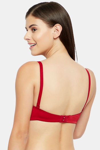 Buy Clovia Padded Non-Wired Full Coverage T-Shirt Bra - Red at Rs