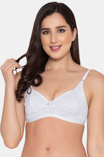Buy Non-Padded Non-Wired Full Cup Bra in Grey - Cotton Online
