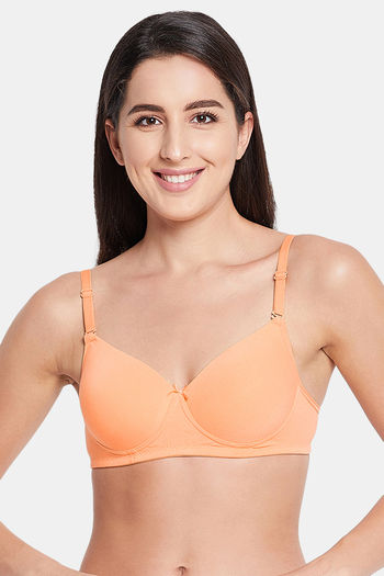 Buy Clovia Padded Non Wired Full Coverage T-Shirt Bra - Orange at Rs.1199  online