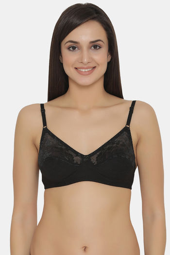 Buy Clovia Lace Solid Padded Full Cup Wire Free Bralette Bra - Dark Red  online