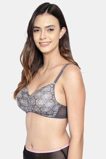 Amante Grey Lace Pattern Full Coverage Bra