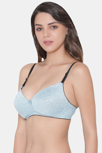 Buy Clovia Padded Non Wired Medium Coverage Push-Up Bra - Blue at Rs.450  online