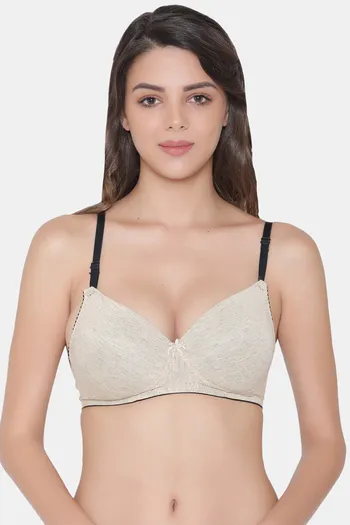 Buy Clovia Push Up Non Wired Medium Coverage T-Shirt Bra - Nude at Rs.450  online
