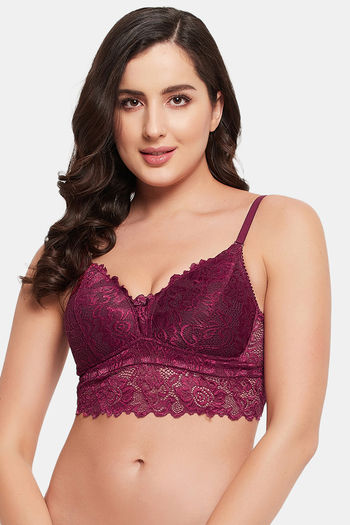 Buy Clovia Women's Lace Solid Padded Full Cup Wire Free Bralette