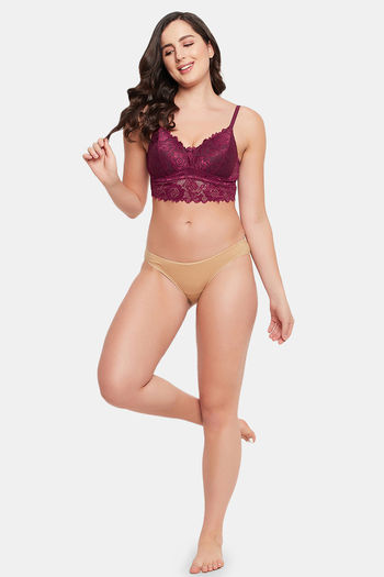 Clovia Padded Non Wired Full Coverage Bralette - Maroon