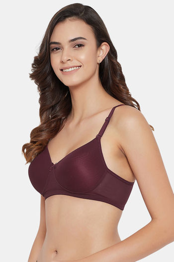 Buy Clovia Padded Non-Wired Full Coverage T-Shirt Bra - Maroon at Rs.1199  online