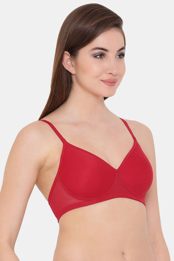 Buy Clovia Padded Non Wired Full Coverage T-Shirt Bra - Red at Rs.480 online