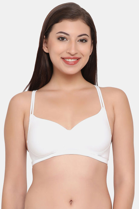 Clovia Padded Non Wired Full Coverage T-Shirt Bra - White