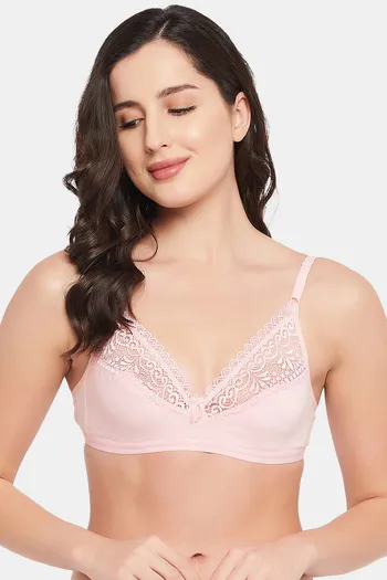 Clovia Padded Non-Wired Full Cup Multiway Bra in Baby Pink - Lace 